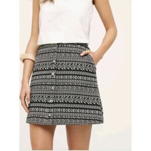 NEW Anthropologie Fieldnotes Mini Button Skirt by Maeve $118 Size 6 B&W